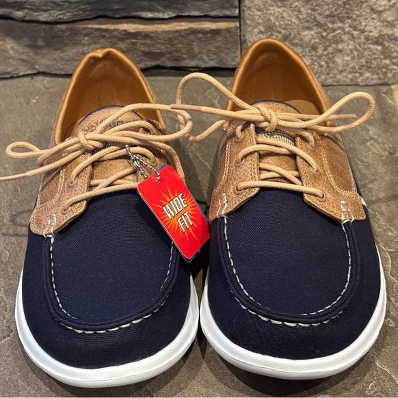 Skechers On The Go Boat Shoes Navy/Brown 15430 | Women’s Machine Washable - Picture 3 of 12